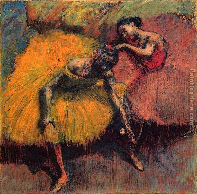Edgar Degas Two Dancers in Yellow and Pink